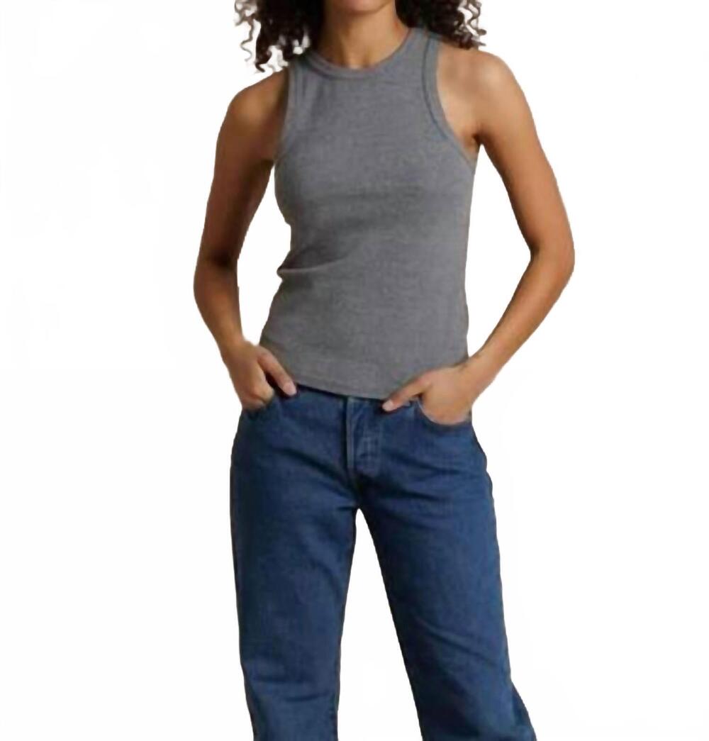 NEW PERFECTWHITETEE daphne ribbed tank top in dark heather grey